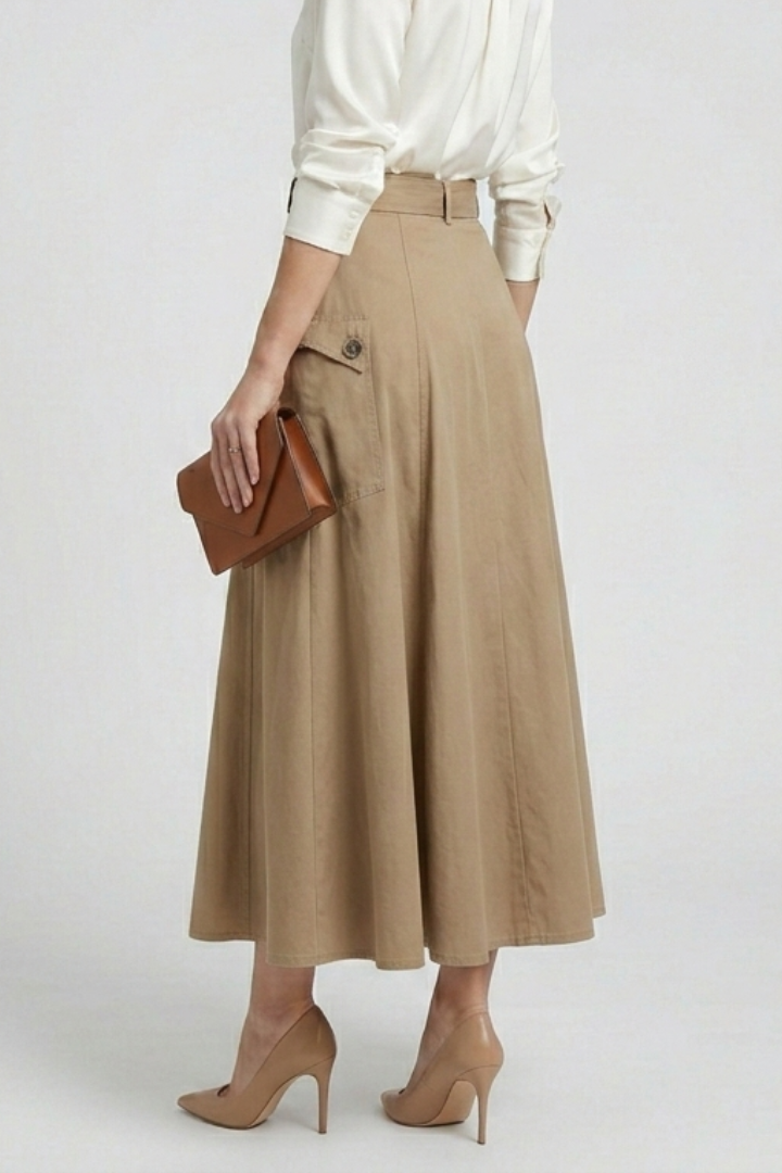 Women’s Maxi Skirt with Side Pockets and High Slit 4