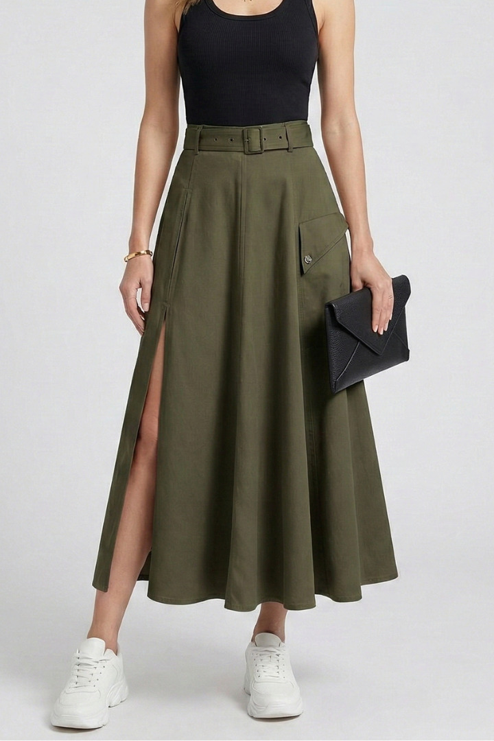 Women’s Maxi Skirt with Side Pockets and High Slit 5