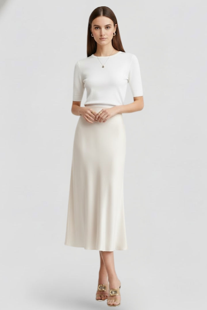 Women’s Midi Skirt with High Waist and Draped Cut 2
