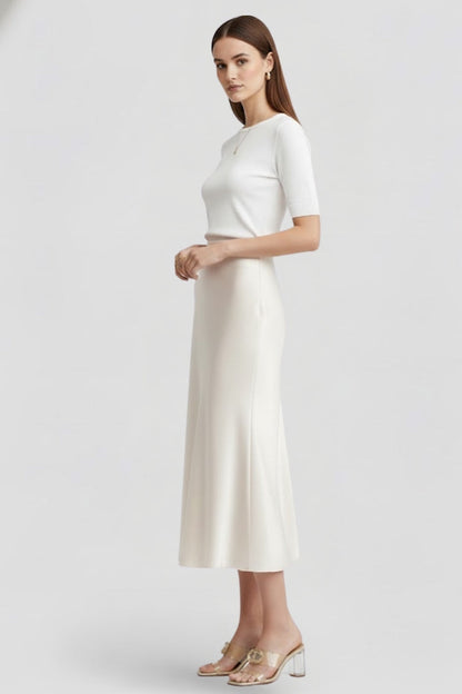 Women’s Midi Skirt with High Waist and Draped Cut 5