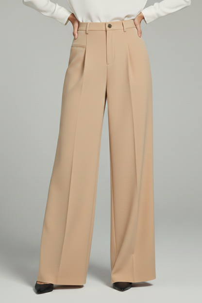 Women’s Palazzo Trousers with Front Pleats and Back Pockets 0