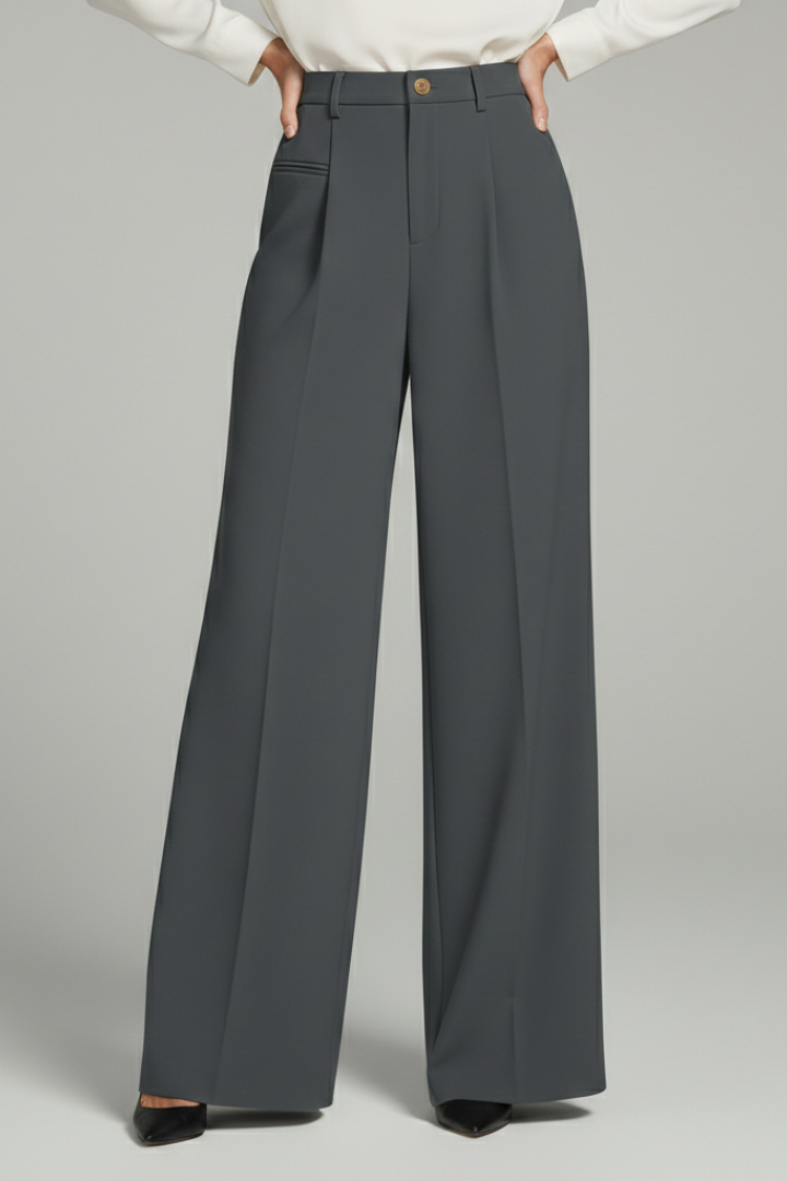 Women’s Palazzo Trousers with Front Pleats and Back Pockets 2