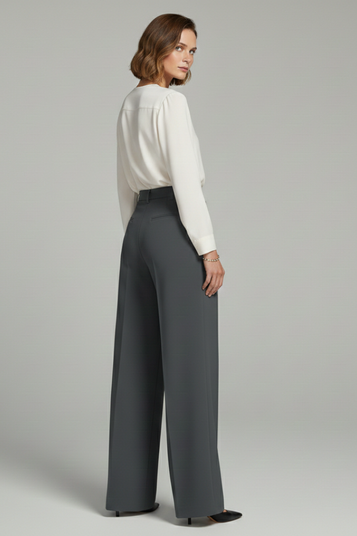 Women’s Palazzo Trousers with Front Pleats and Back Pockets 3