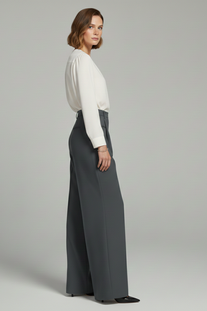 Women’s Palazzo Trousers with Front Pleats and Back Pockets 4