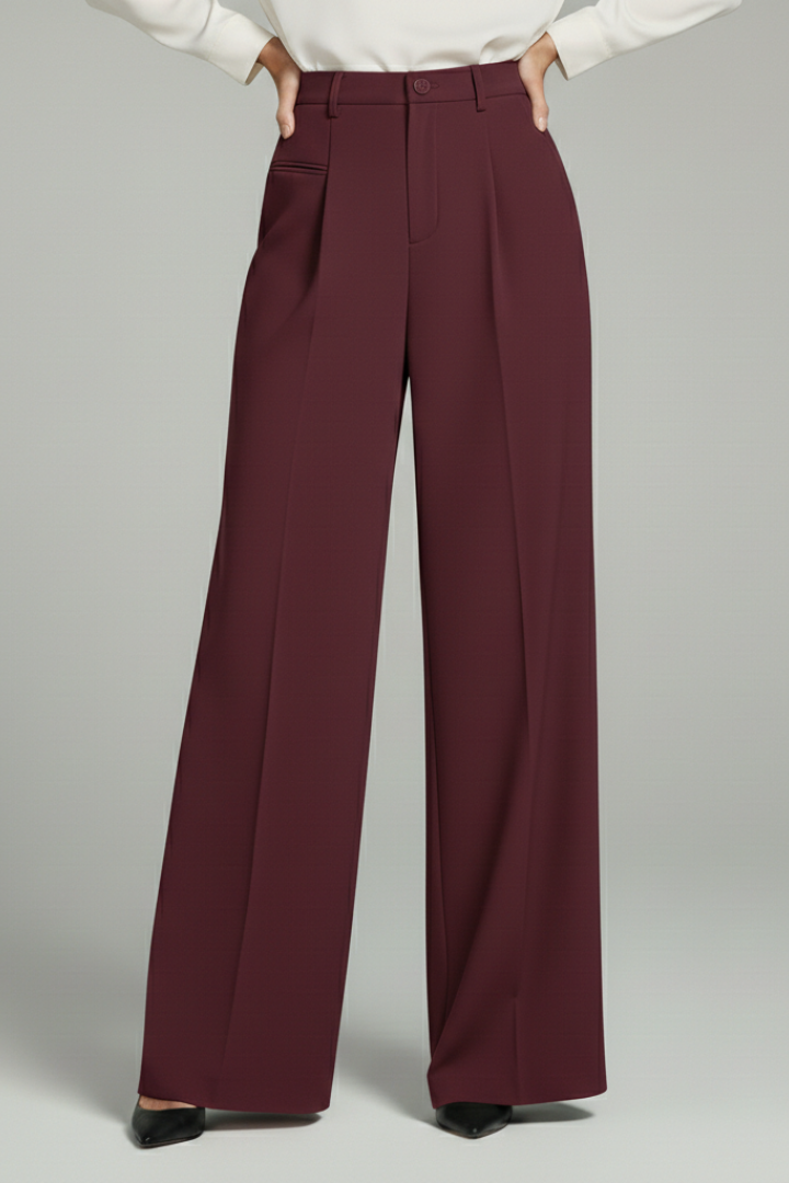Women’s Palazzo Trousers with Front Pleats and Back Pockets 9