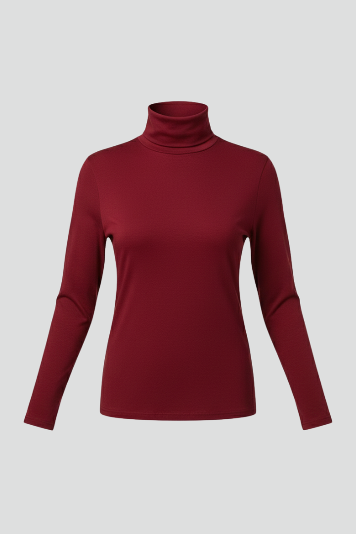 Women’s Turtleneck Sweater with Long Sleeves and Plain Surface 1