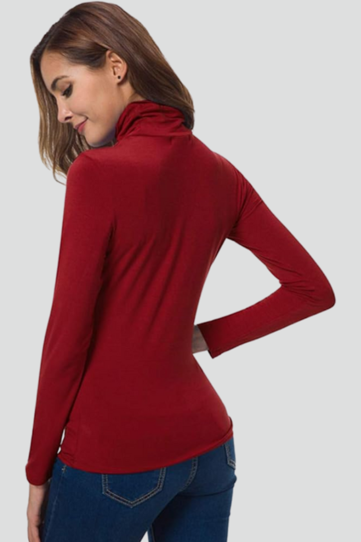Women’s Turtleneck Sweater with Long Sleeves and Plain Surface 3