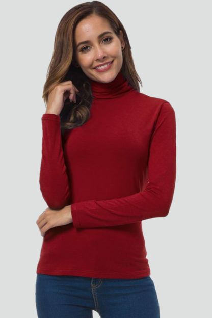 Women’s Turtleneck Sweater with Long Sleeves and Plain Surface 5