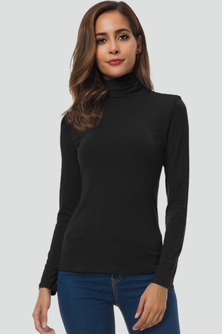 Women’s Turtleneck Sweater with Long Sleeves and Plain Surface 6