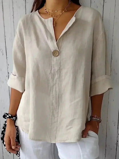 Women's V-Neck Casual Linen Blouse 1