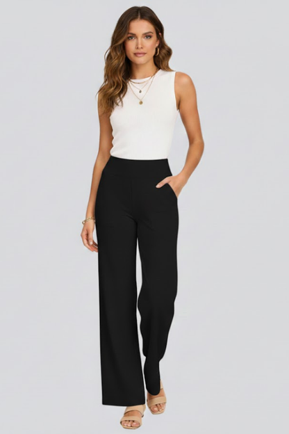 Women’s Wide-Leg Trousers with High Waist and Side Pockets 10