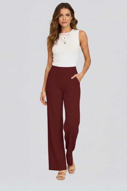 Women’s Wide-Leg Trousers with High Waist and Side Pockets 11