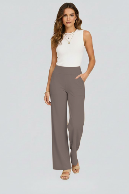 Women’s Wide-Leg Trousers with High Waist and Side Pockets 2