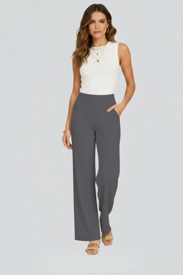 Women’s Wide-Leg Trousers with High Waist and Side Pockets 6