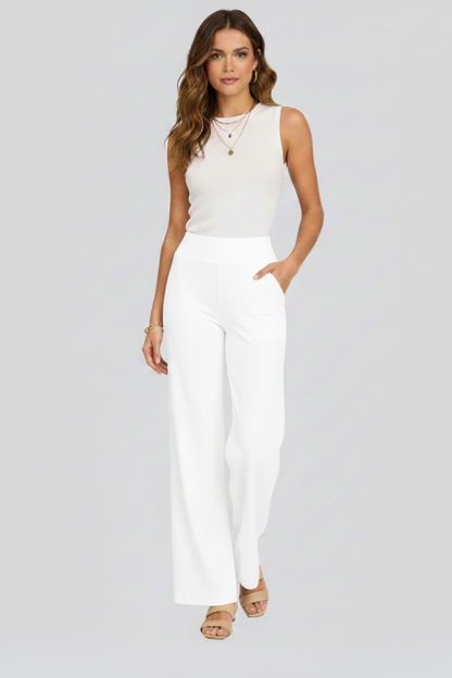 Women’s Wide-Leg Trousers with High Waist and Side Pockets 8
