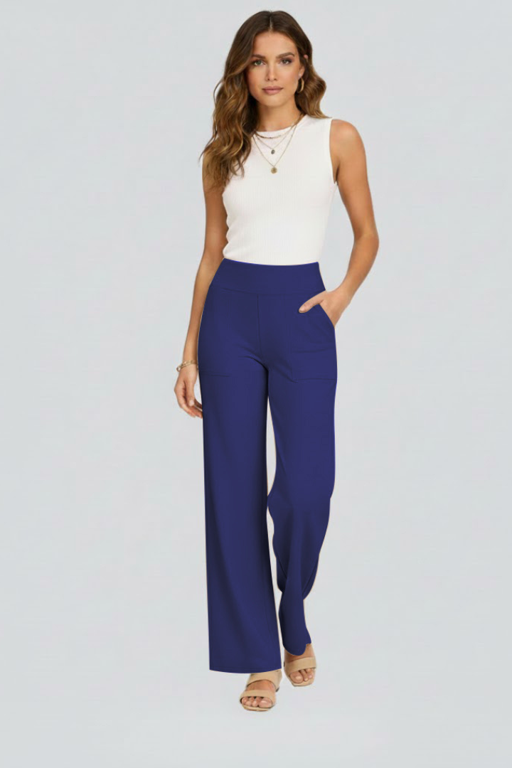 Women’s Wide-Leg Trousers with High Waist and Side Pockets 9