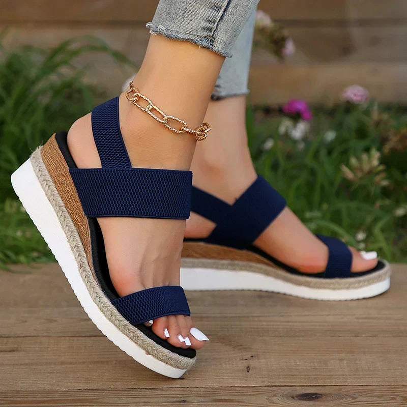 Women's Elastic Strap Woven Platform Sandals