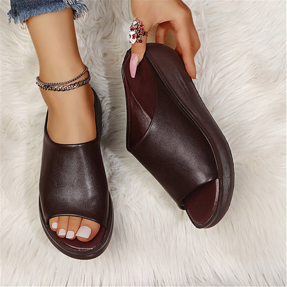 Women's Slip-On Open Toe Platform Slide Sandals