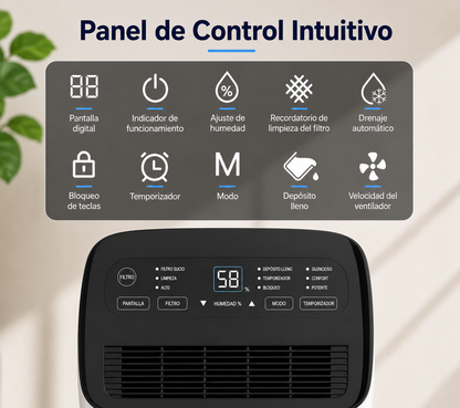 Portable Home Dehumidifier with Drainage Hose & Display