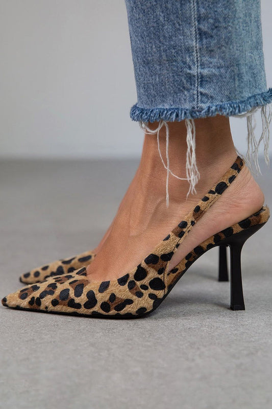 Women's Leopard Print Pointed Toe Slingback Pumps