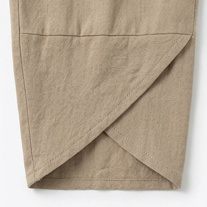 Women's Cropped Wide Leg Linen Pants with Asymmetric Hem