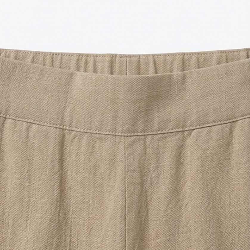 Women's Cropped Wide Leg Linen Pants with Asymmetric Hem
