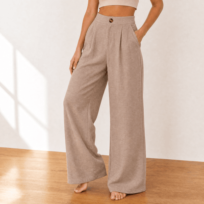 Women's High Waist Pleated Wide Leg Trousers
