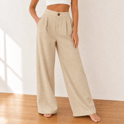 Women's High Waist Pleated Wide Leg Trousers