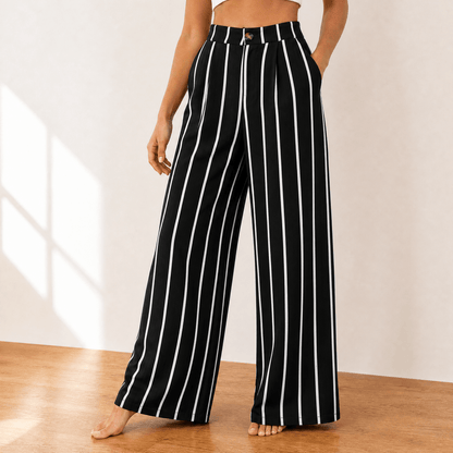 Women's High Waist Pleated Wide Leg Trousers