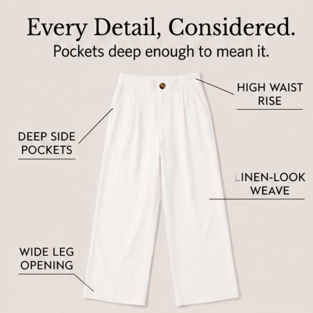 Women's High Waist Pleated Wide Leg Trousers