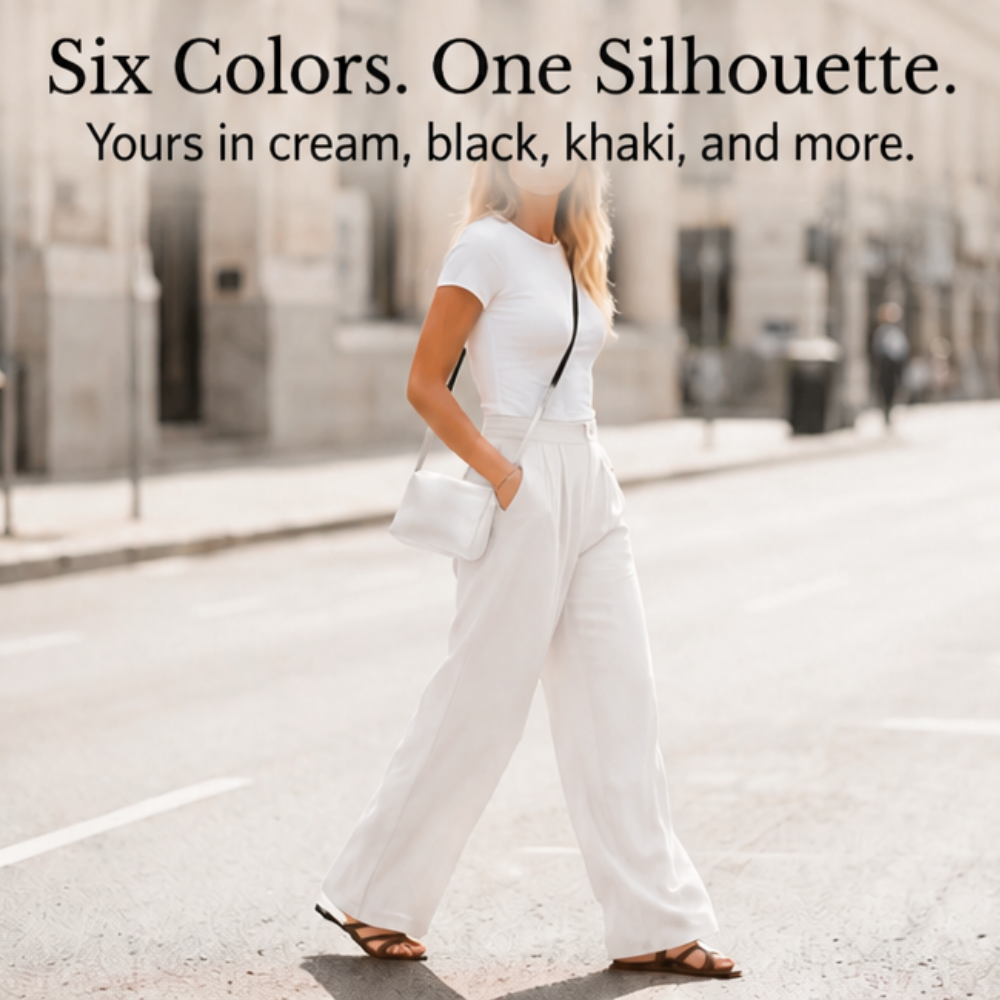 Women's High Waist Pleated Wide Leg Trousers