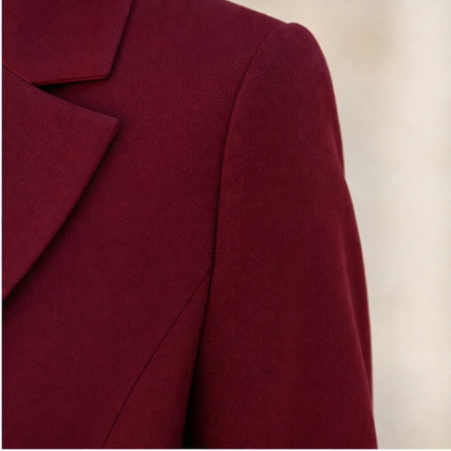 Women's Blazer Midi Dress – Double-Breasted, Pleated, Woven