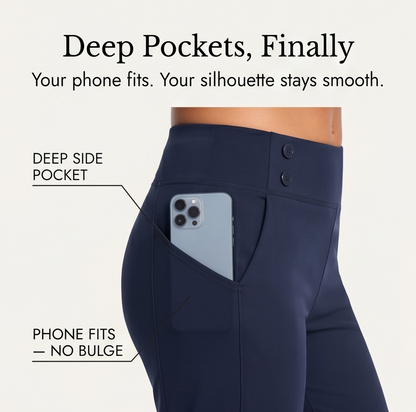 Women's High-Waist Capri Pants with Buttons