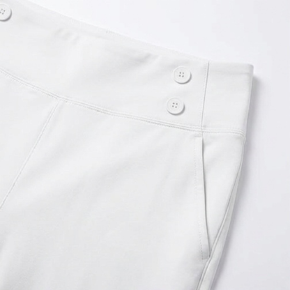 Women's High-Waist Capri Pants with Buttons