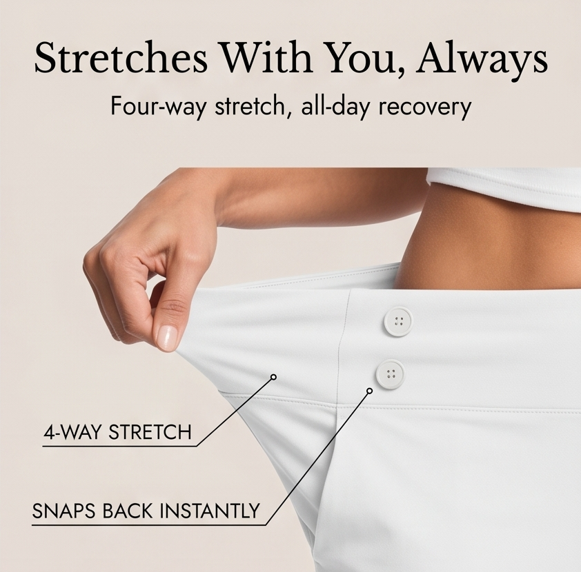 Women's High-Waist Capri Pants with Buttons