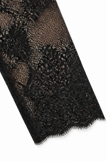 Women's Wrap Midi Dress – Cocktail, Lace Sleeves, Lapel Collar