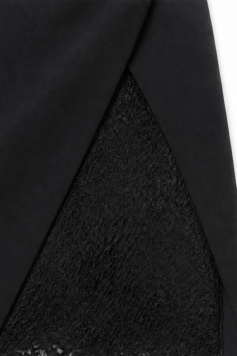 Women's Wrap Midi Dress – Cocktail, Lace Sleeves, Lapel Collar
