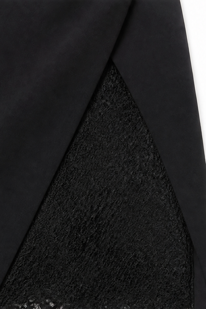 Women's Wrap Midi Dress – Cocktail, Lace Sleeves, Lapel Collar