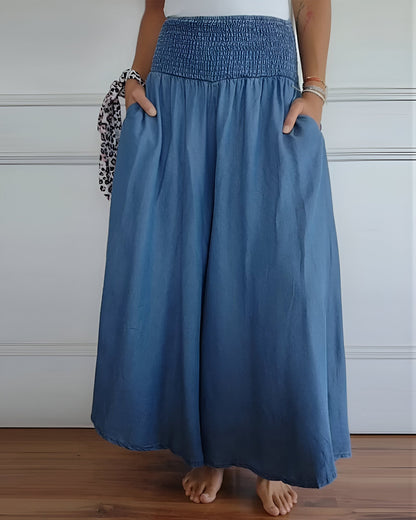 Women's Wide Leg Pants with Smocked Waist and Pockets