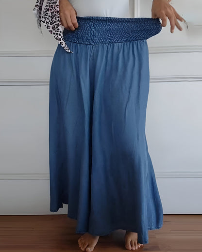 Women's Wide Leg Pants with Smocked Waist and Pockets