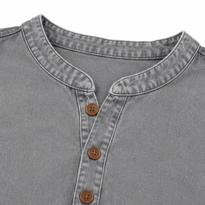 Women's Henley Tunic Top with Side Buttons