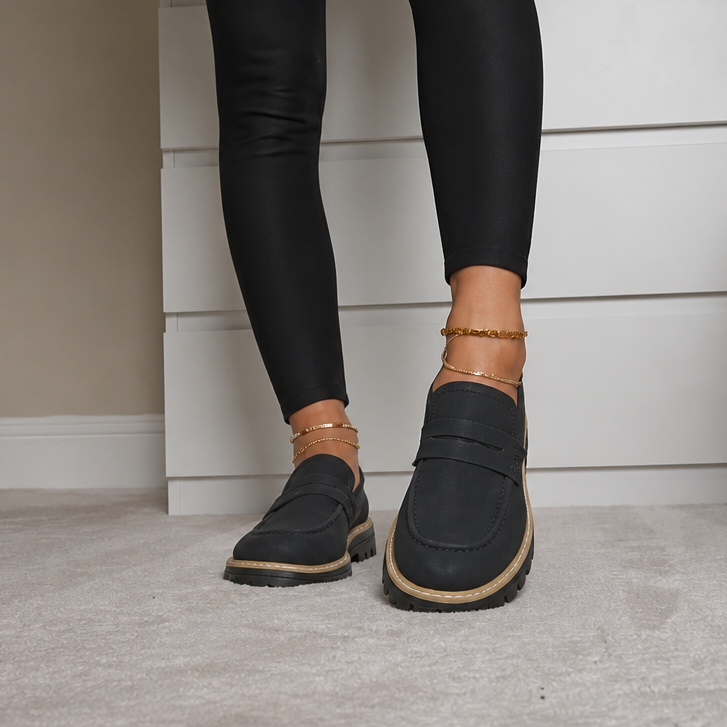 Women's Platform Loafers – Chunky Sole, Slip-On