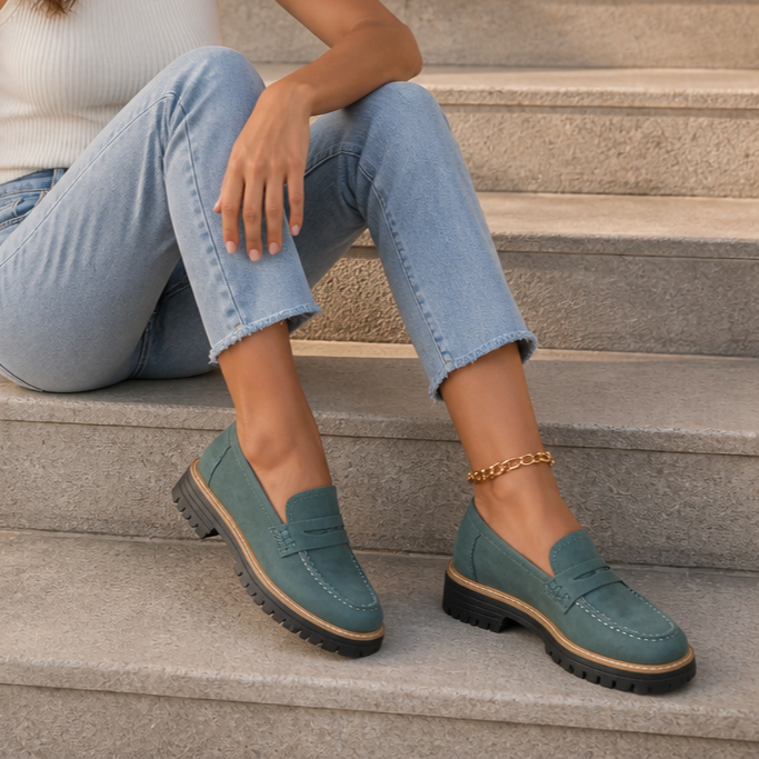 Women's Platform Loafers – Chunky Sole, Slip-On