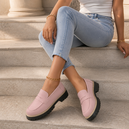 Women's Platform Loafers – Chunky Sole, Slip-On