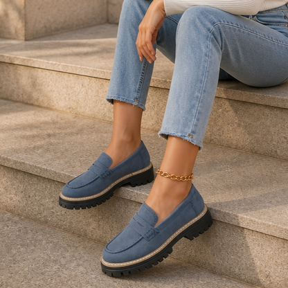 Women's Platform Loafers – Chunky Sole, Slip-On