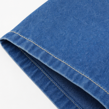 Women's Denim Midi Dress – Collared, Short Sleeves, Pockets
