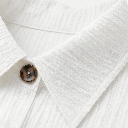 Women's Midi Shirt Dress – Short Sleeve, Pockets, Textured Weave