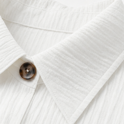 Women's Midi Shirt Dress – Short Sleeve, Pockets, Textured Weave