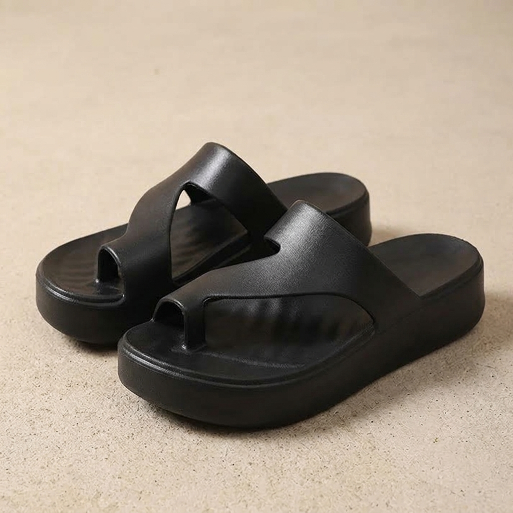Women's Platform Sandals – Toe Loop, Cushioned Footbed