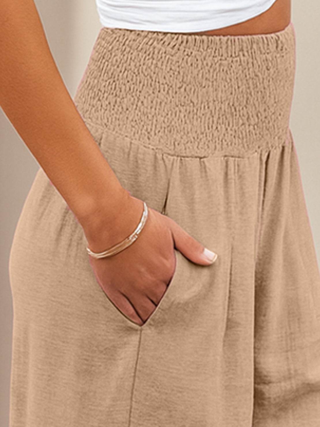 Women's High Waisted Wide Leg Trousers with Pleats
